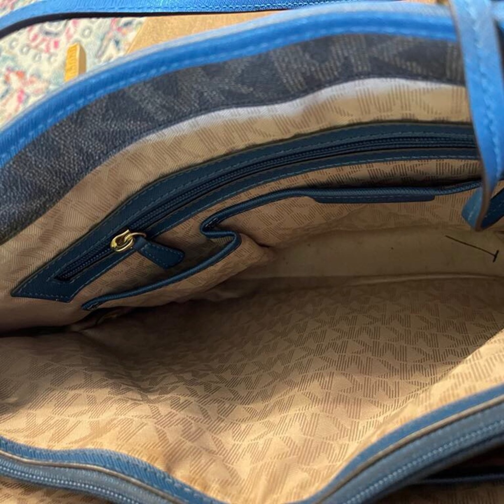 Michael Kors Brown and Blue Monogram Tote - Picture 6 of 15